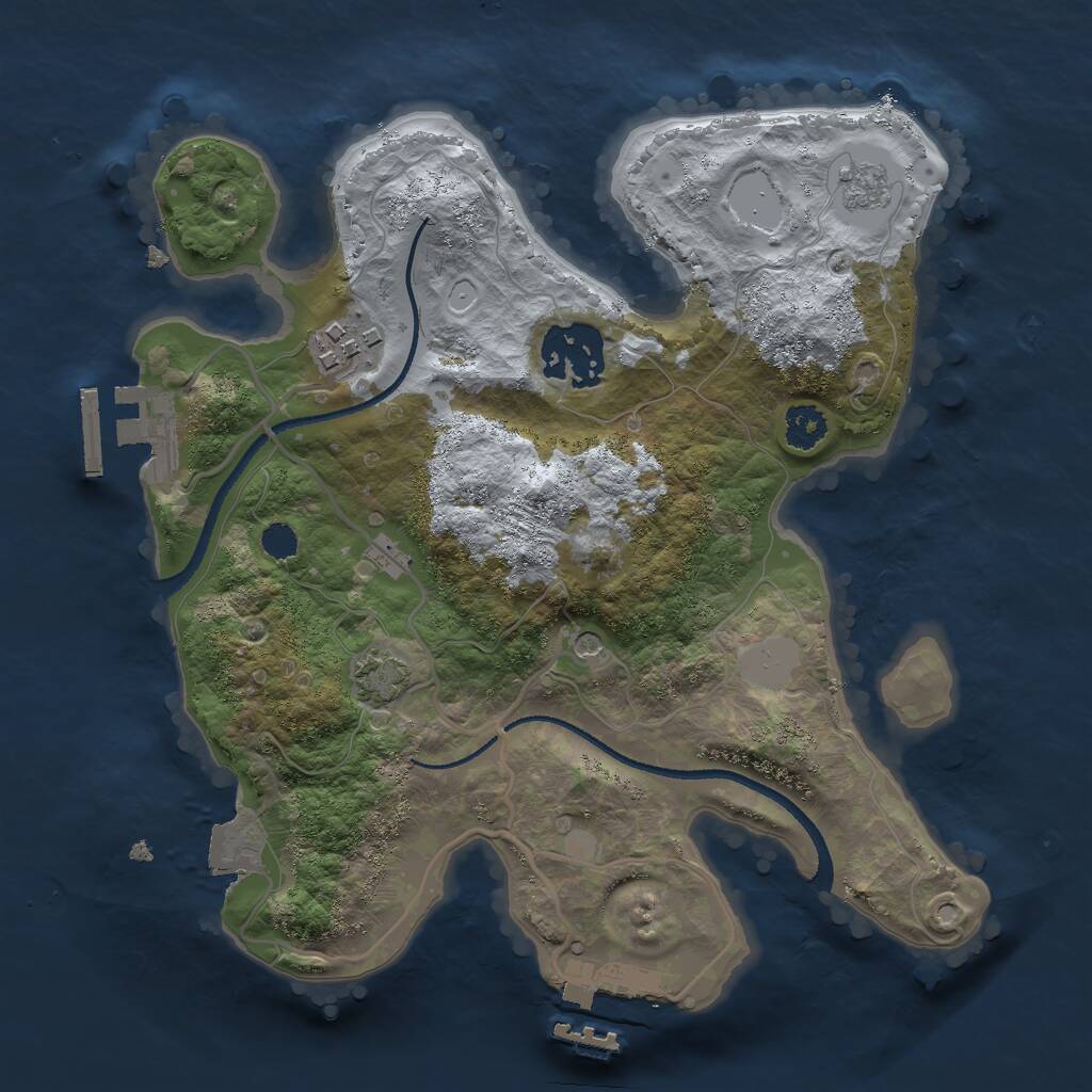 Rust Map: Procedural Map, Size: 2500, Seed: 1434443, 8 Monuments