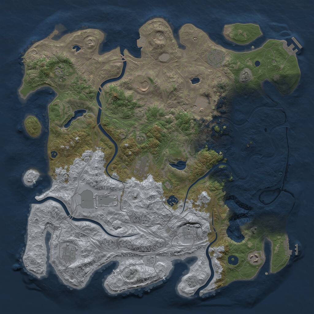 Rust Map: Procedural Map, Size: 4500, Seed: 1139691434, 17 Monuments