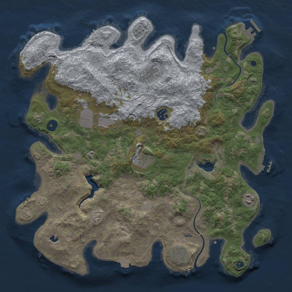 Rust Map: Procedural Map, Size: 4000, Seed: 963775, 13 Monuments