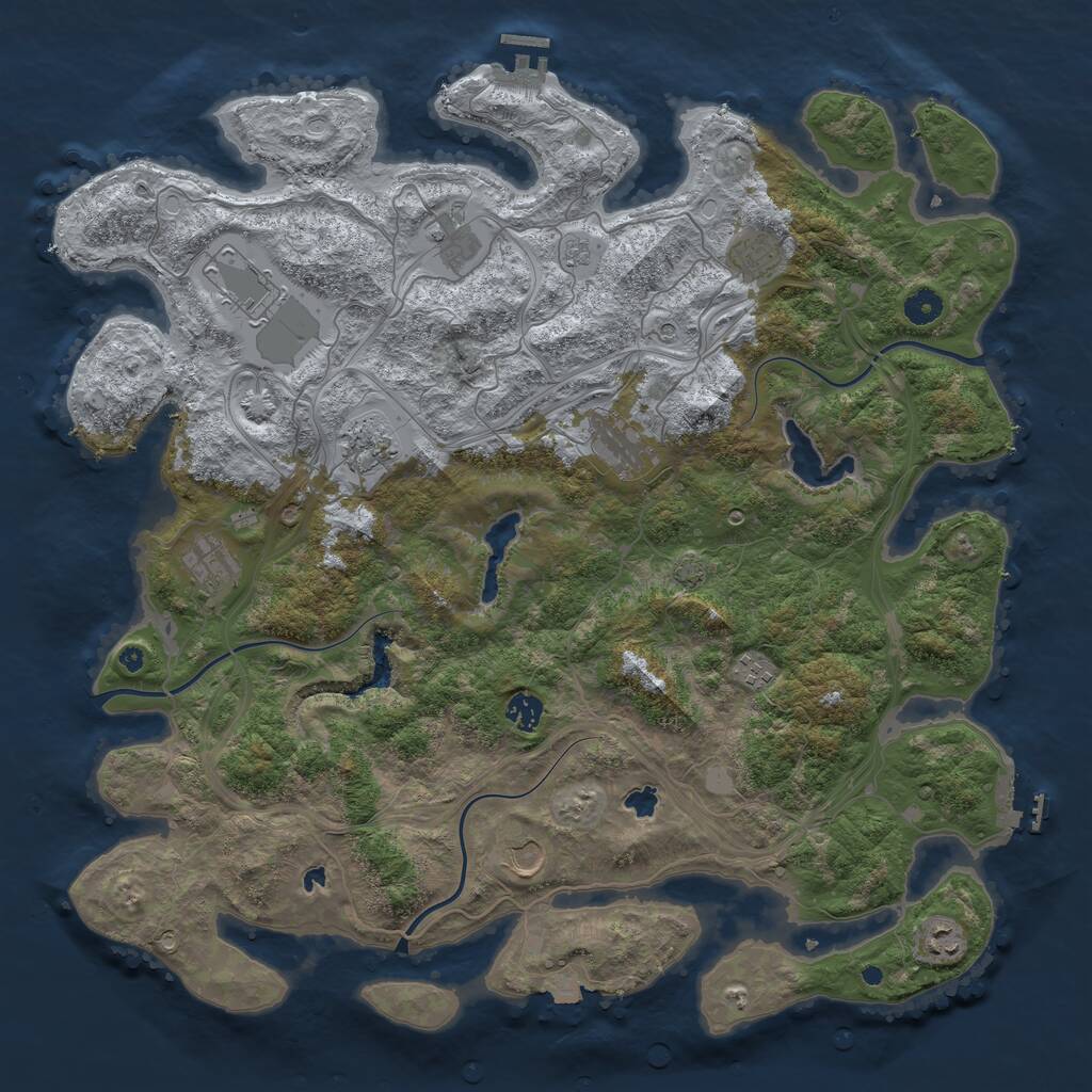Rust Map: Procedural Map, Size: 4500, Seed: 747193042, 16 Monuments