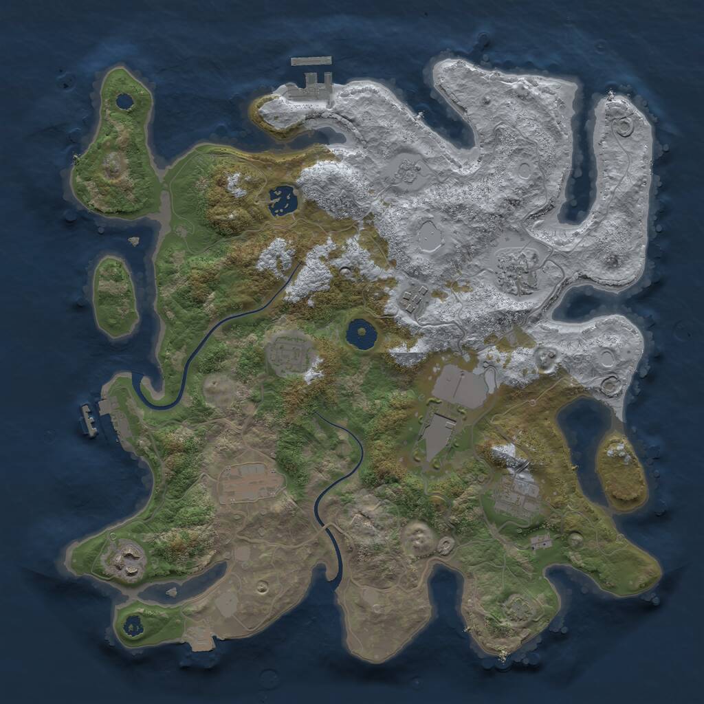 Rust Map: Procedural Map, Size: 3500, Seed: 440709925, 13 Monuments