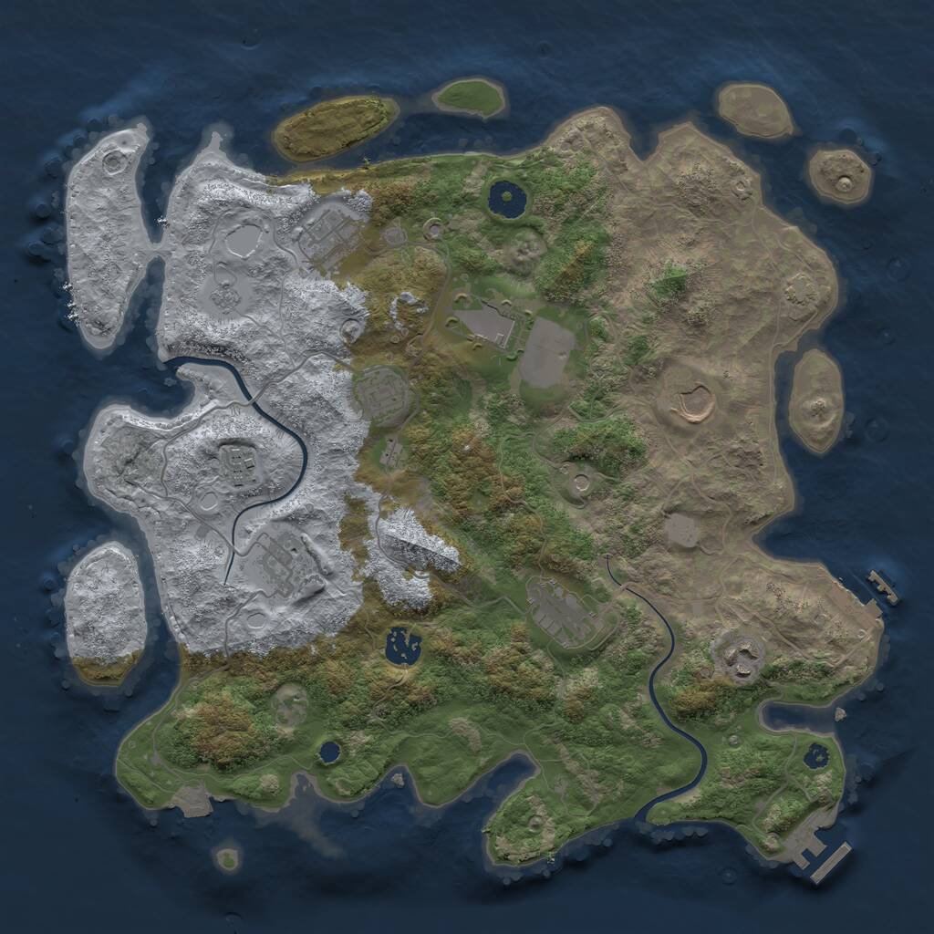 Rust Map: Procedural Map, Size: 3750, Seed: 1133678157, 15 Monuments
