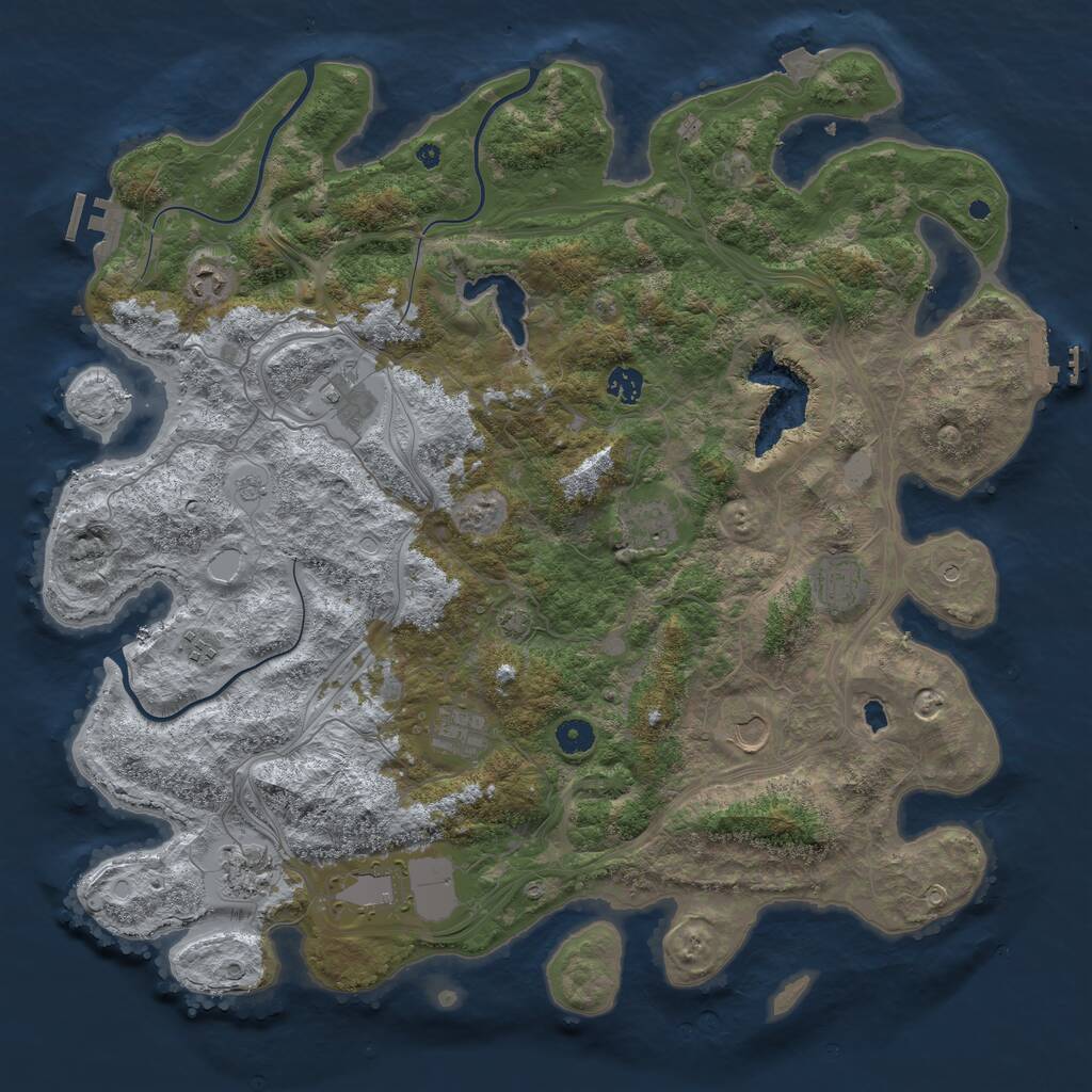 Rust Map: Procedural Map, Size: 4499, Seed: 431102, 16 Monuments