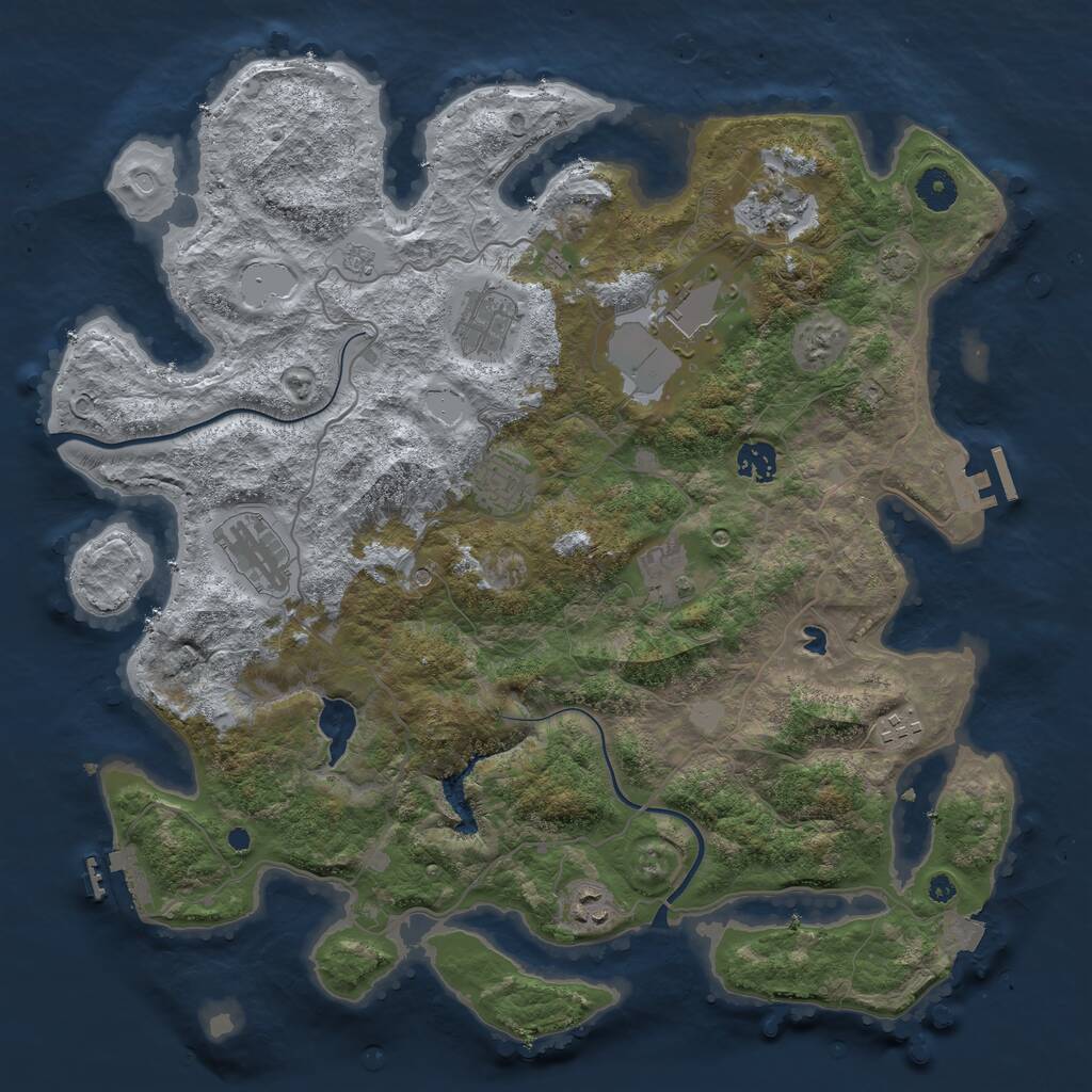 Rust Map: Procedural Map, Size: 4000, Seed: 678070925, 15 Monuments