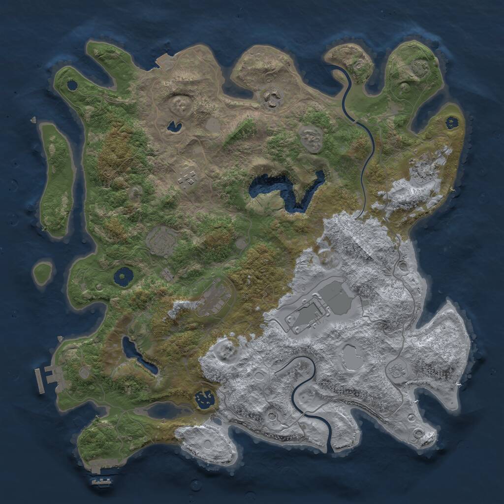 Rust Map: Procedural Map, Size: 4000, Seed: 633789190, 13 Monuments
