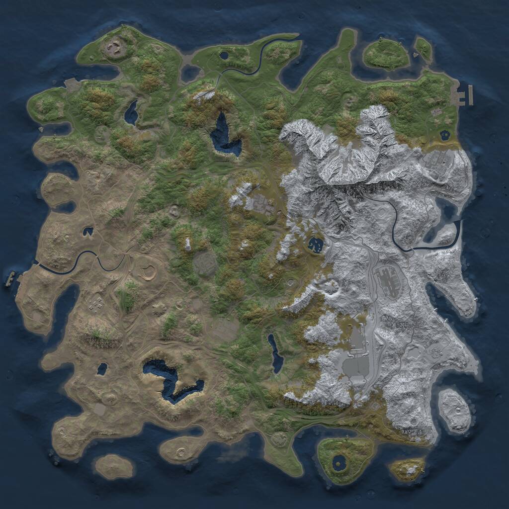 Rust Map: Procedural Map, Size: 5000, Seed: 907502, 16 Monuments