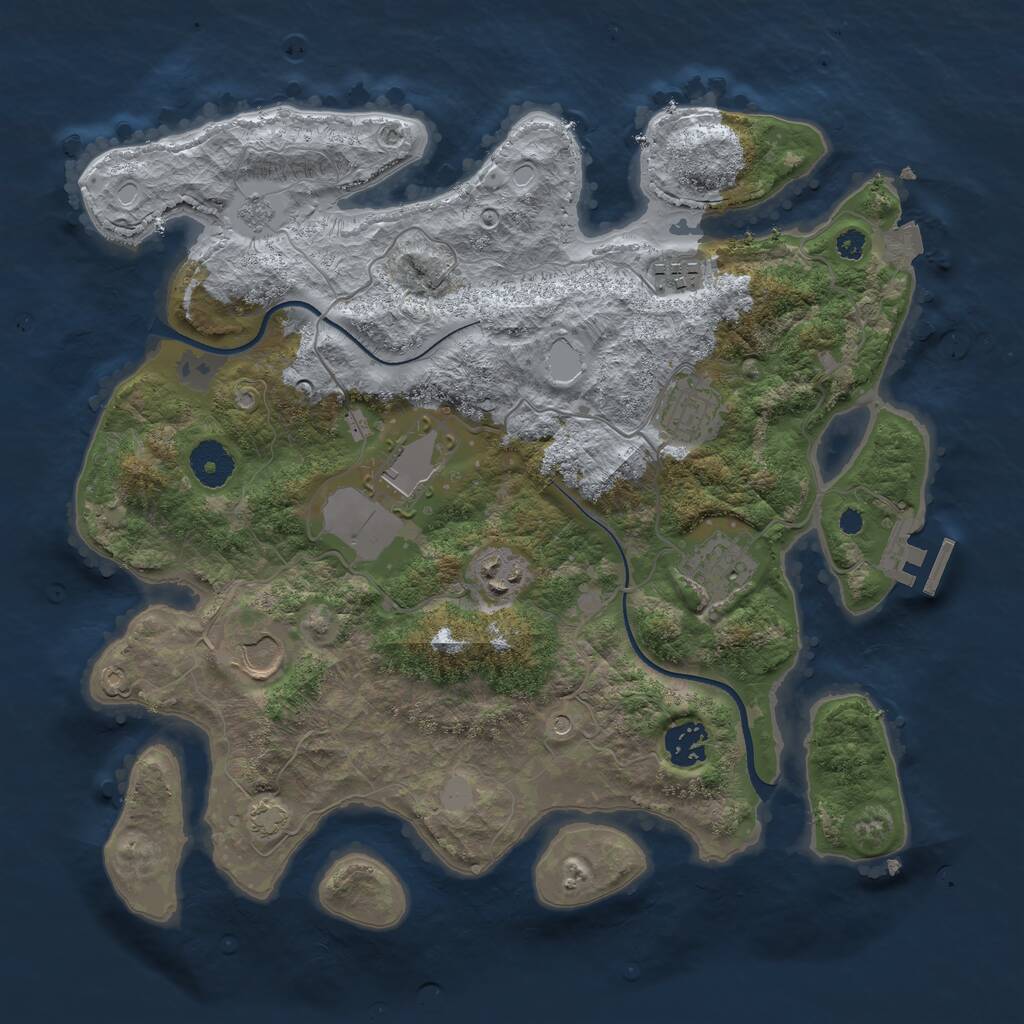 Rust Map: Procedural Map, Size: 3500, Seed: 1760029056, 12 Monuments