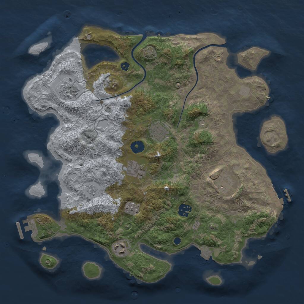 Rust Map: Procedural Map, Size: 3500, Seed: 60000615, 13 Monuments