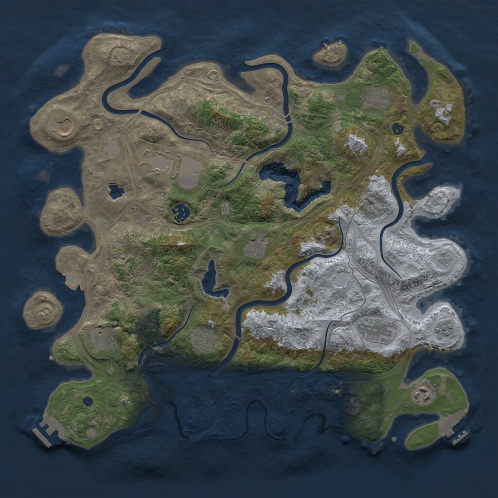 Rust Map: Procedural Map, Size: 4250, Seed: 1224026715, 16 Monuments