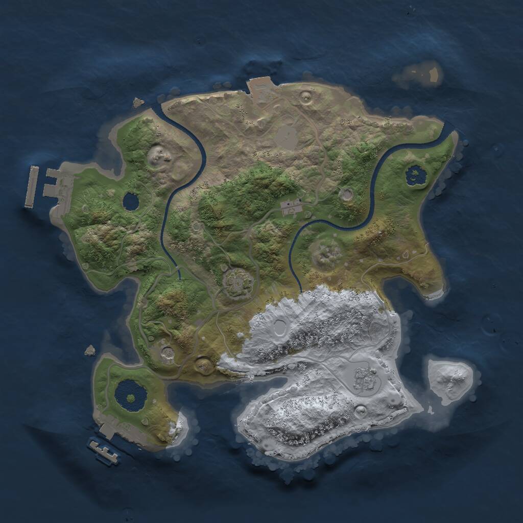 Rust Map: Procedural Map, Size: 2500, Seed: 16739, 6 Monuments