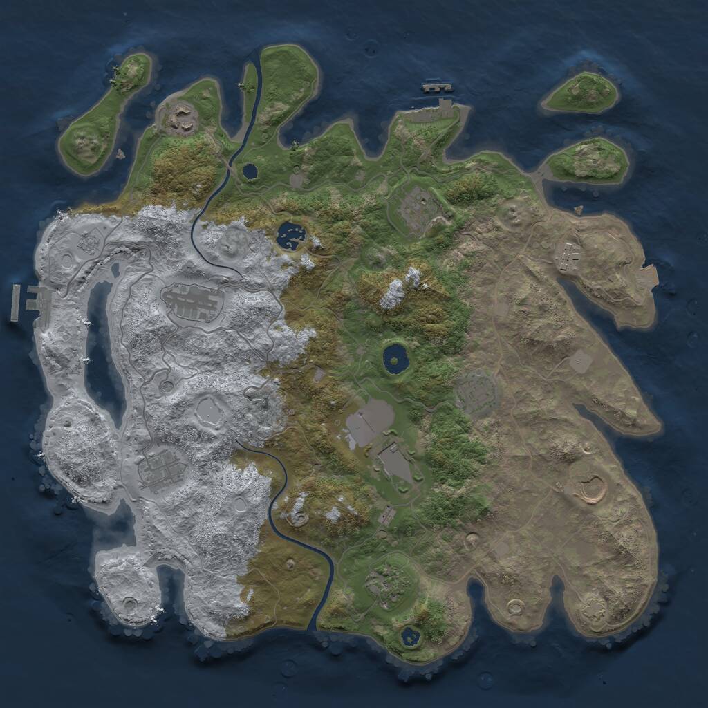 Rust Map: Procedural Map, Size: 3850, Seed: 440912818, 16 Monuments
