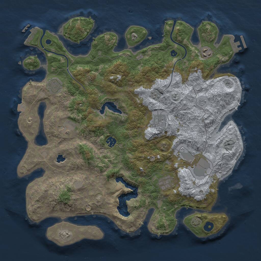 Rust Map: Procedural Map, Size: 4000, Seed: 911891990, 14 Monuments