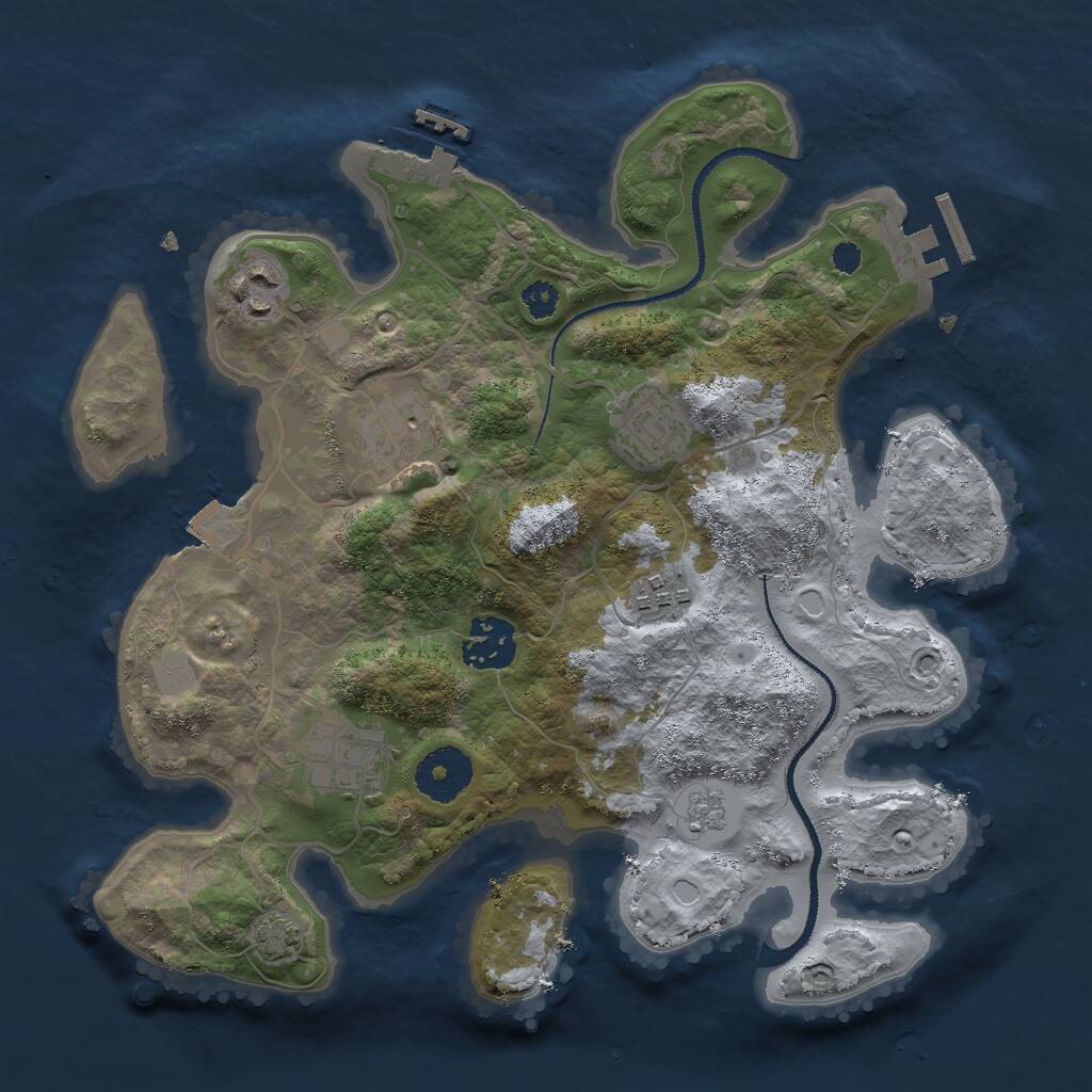 Rust Map: Procedural Map, Size: 3000, Seed: 440398349, 11 Monuments