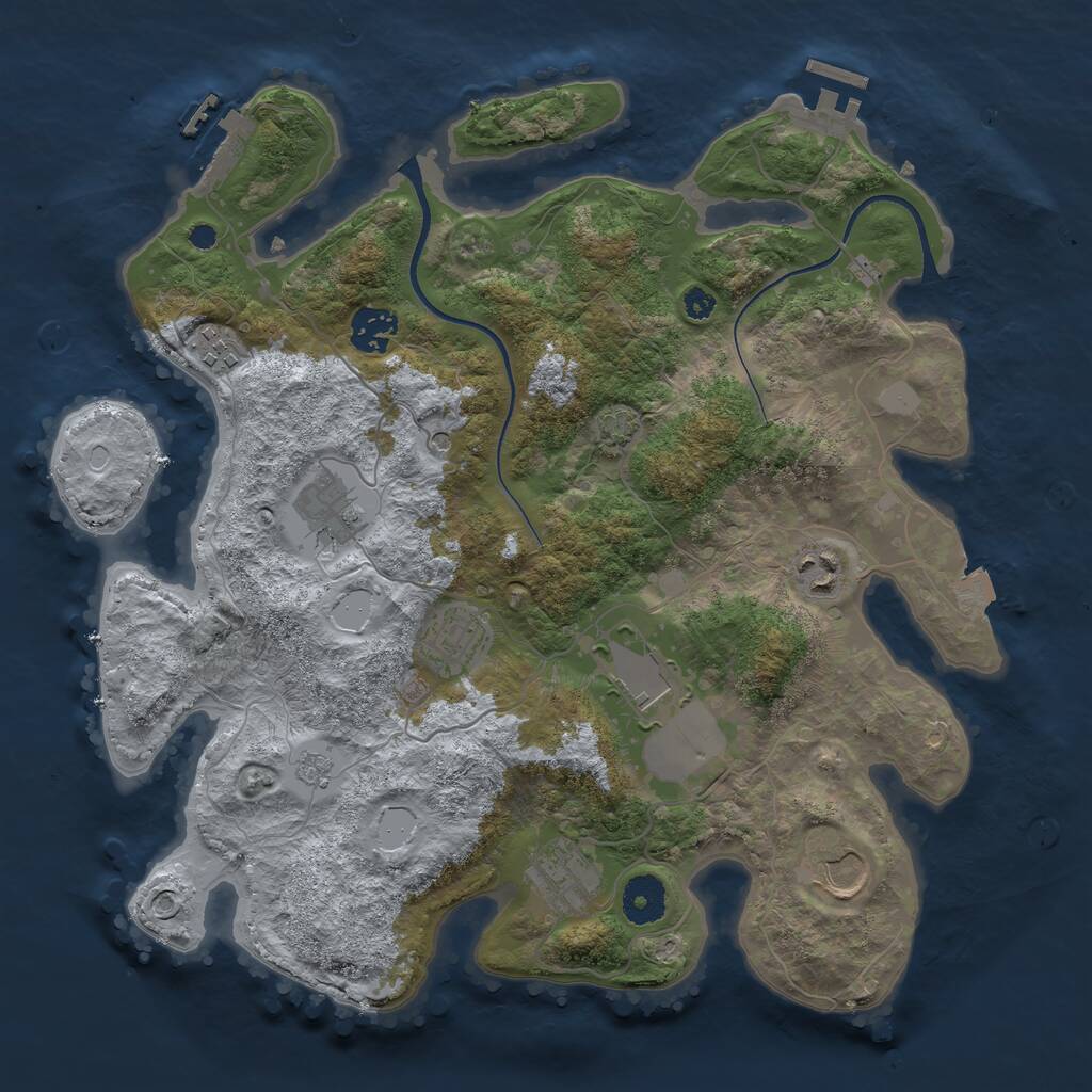 Rust Map: Procedural Map, Size: 3500, Seed: 508075500, 14 Monuments