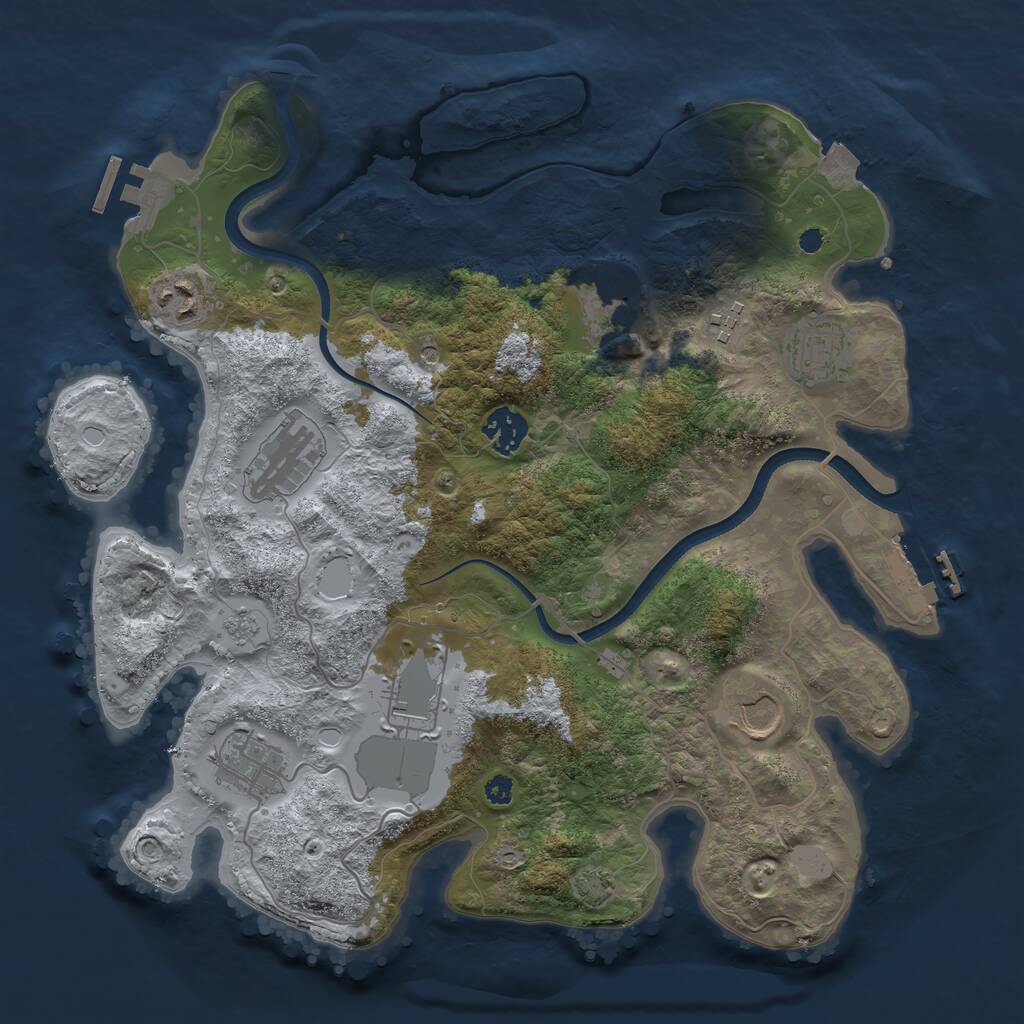 Rust Map: Procedural Map, Size: 3500, Seed: 508075500, 15 Monuments