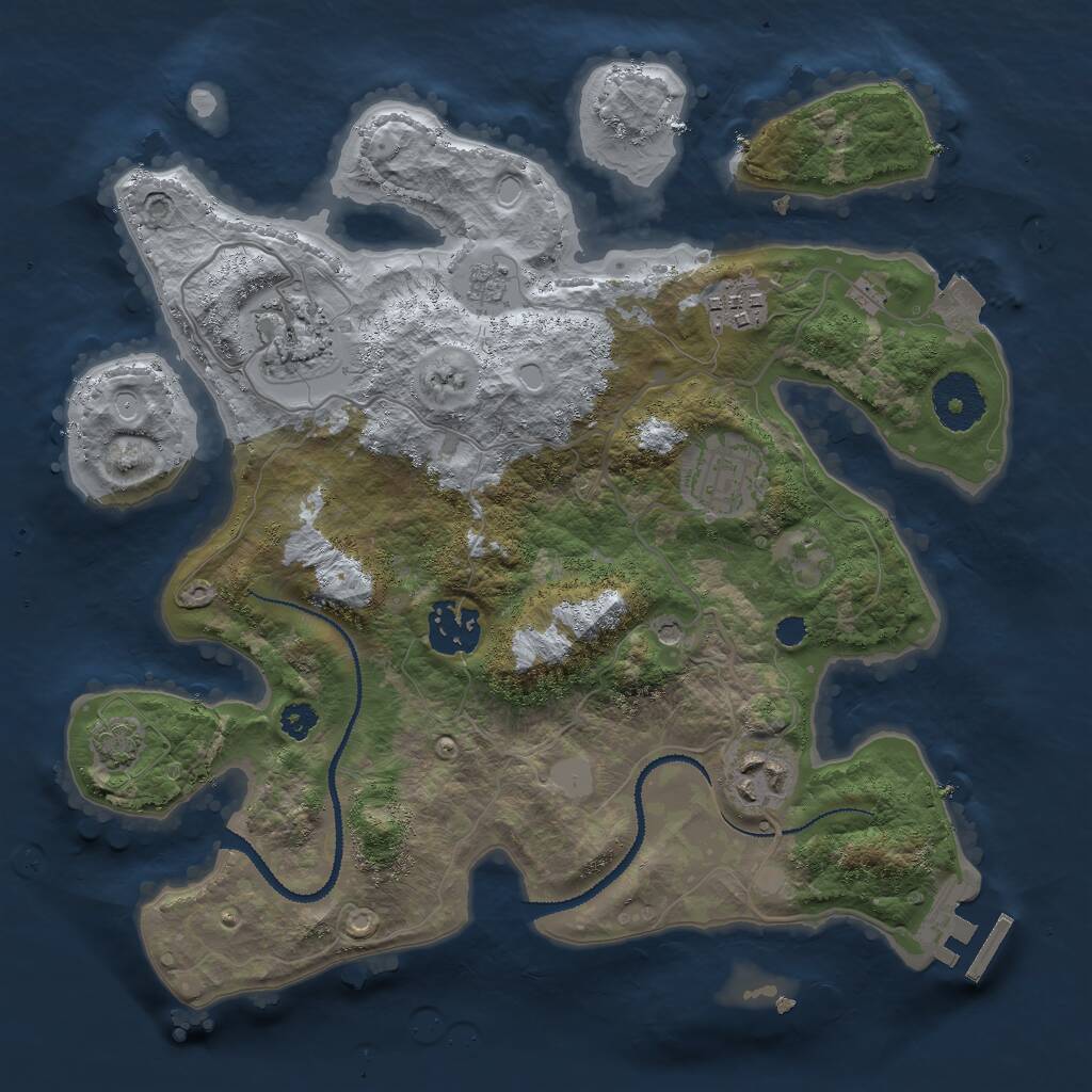 Rust Map: Procedural Map, Size: 3000, Seed: 19922, 10 Monuments