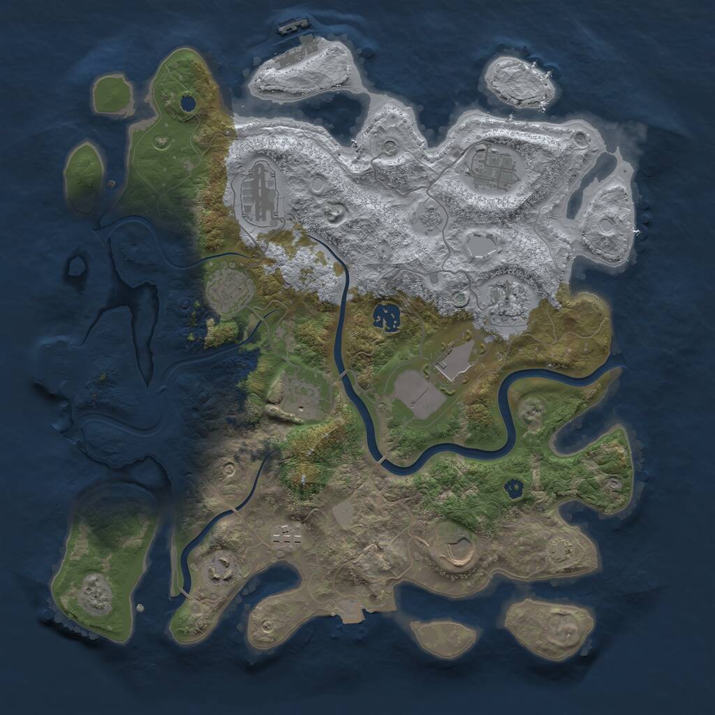 Rust Map: Procedural Map, Size: 3750, Seed: 845948205, 16 Monuments
