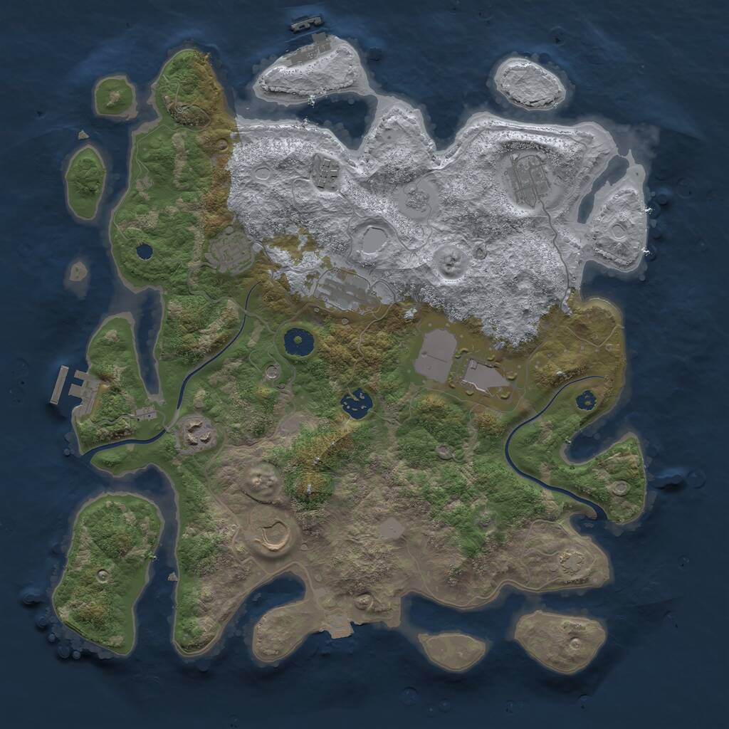 Rust Map: Procedural Map, Size: 3750, Seed: 845948205, 14 Monuments