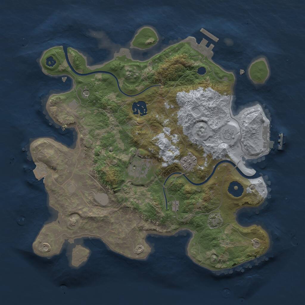 Rust Map: Procedural Map, Size: 3000, Seed: 1683973276, 9 Monuments