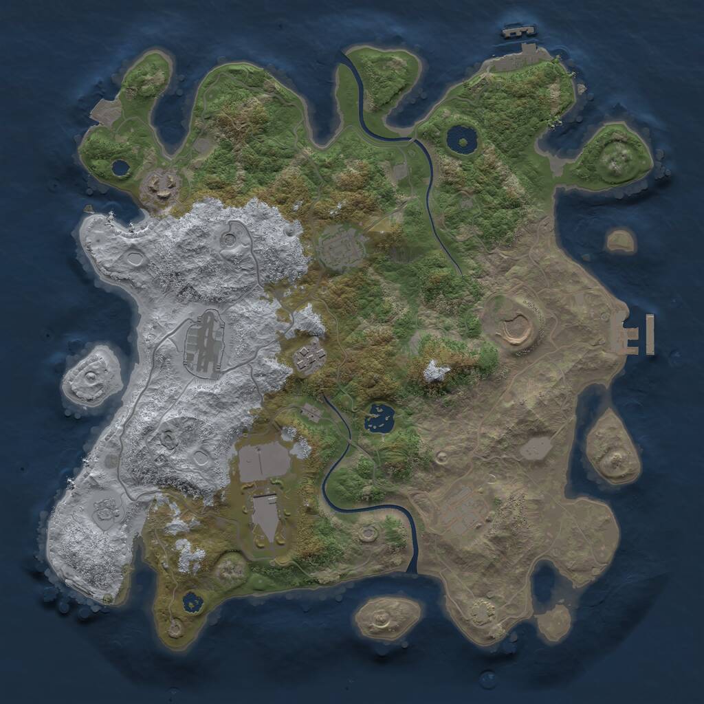Rust Map: Procedural Map, Size: 3500, Seed: 389227572, 14 Monuments