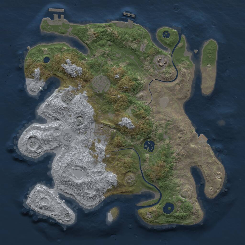 Rust Map: Procedural Map, Size: 3250, Seed: 1496918547, 11 Monuments