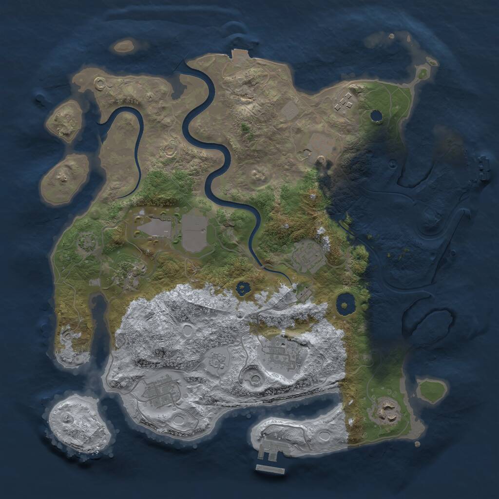 Rust Map: Procedural Map, Size: 3500, Seed: 2061061910, 14 Monuments