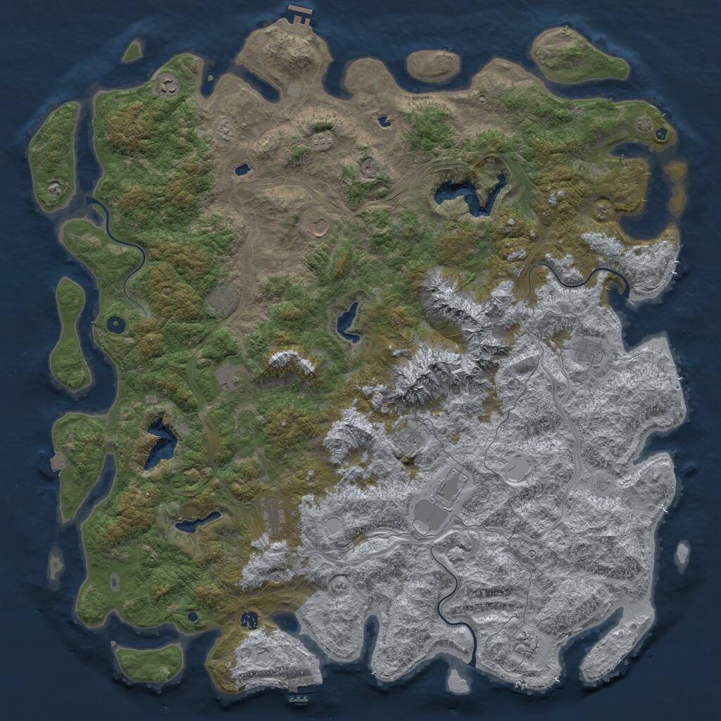 Rust Map: Procedural Map, Size: 6000, Seed: 1027909353, 17 Monuments