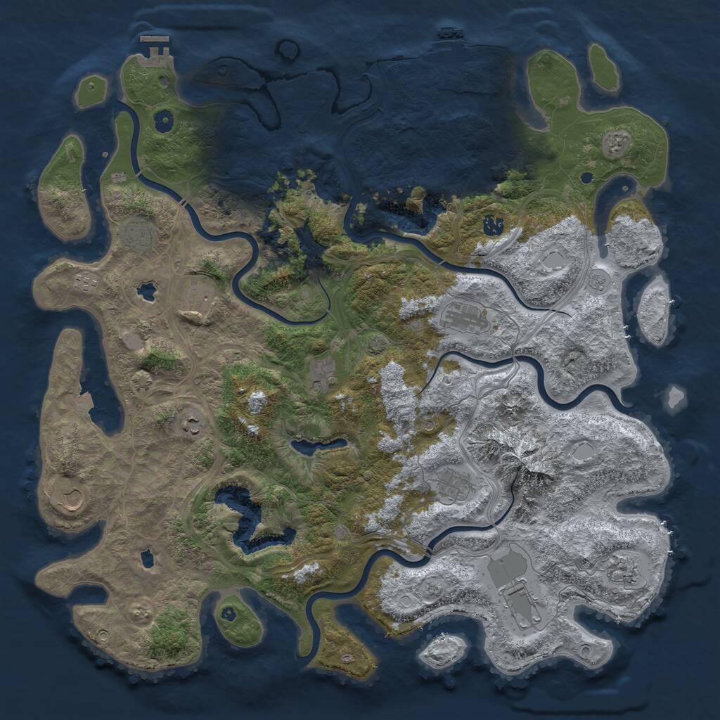 Rust Map: Procedural Map, Size: 5000, Seed: 1980971, 17 Monuments
