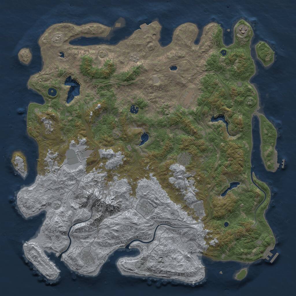 Rust Map: Procedural Map, Size: 5127, Seed: 2147483647, 16 Monuments