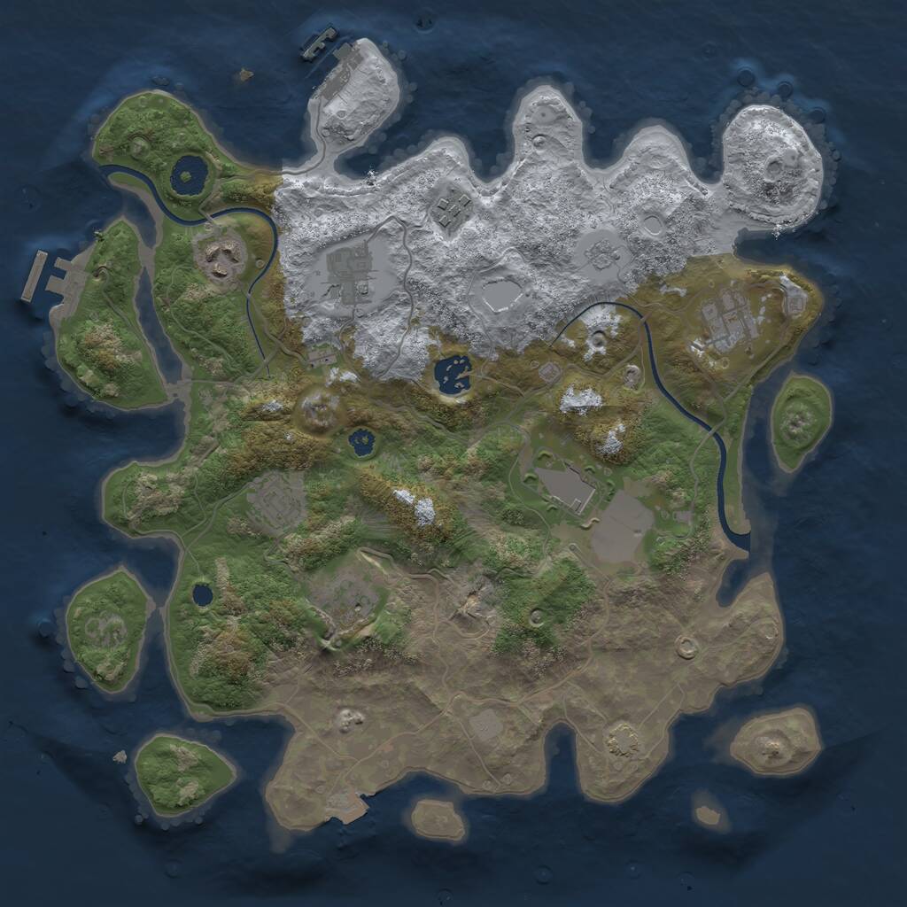 Rust Map: Procedural Map, Size: 3500, Seed: 799281328, 13 Monuments