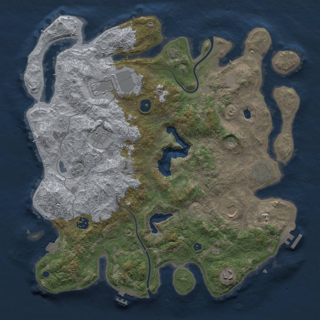 Rust Map: Procedural Map, Size: 4000, Seed: 540054399, 13 Monuments