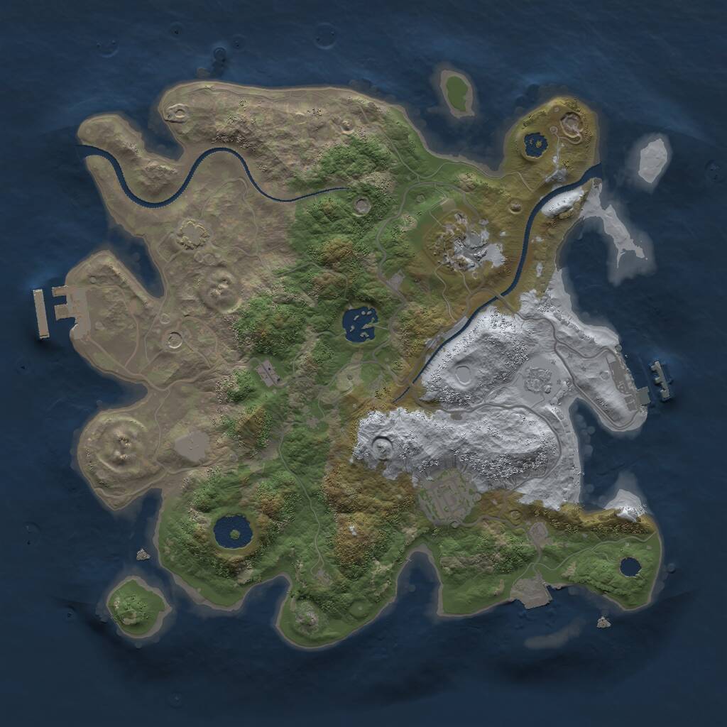 Rust Map: Procedural Map, Size: 3000, Seed: 719131957, 9 Monuments