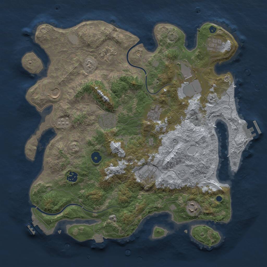 Rust Map: Procedural Map, Size: 3800, Seed: 223630171, 16 Monuments