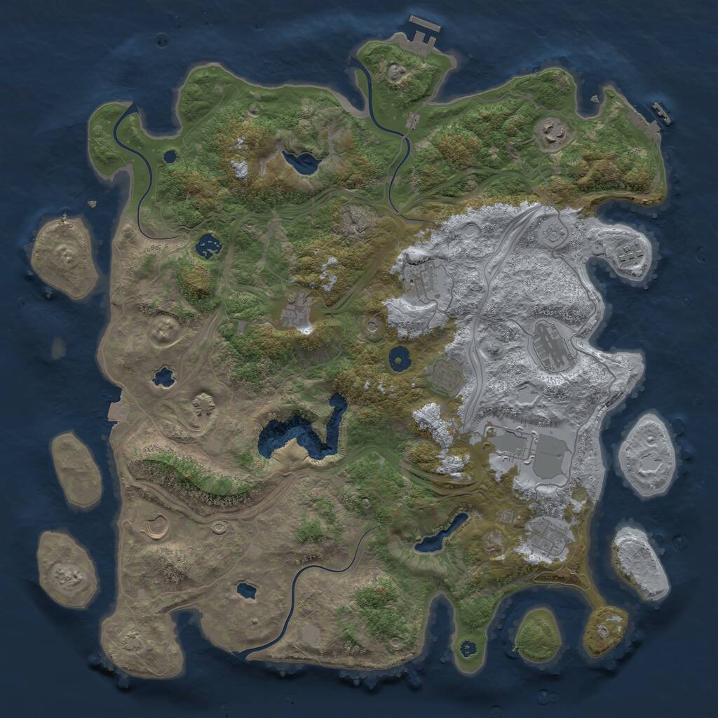 Rust Map: Procedural Map, Size: 4500, Seed: 751363432, 16 Monuments
