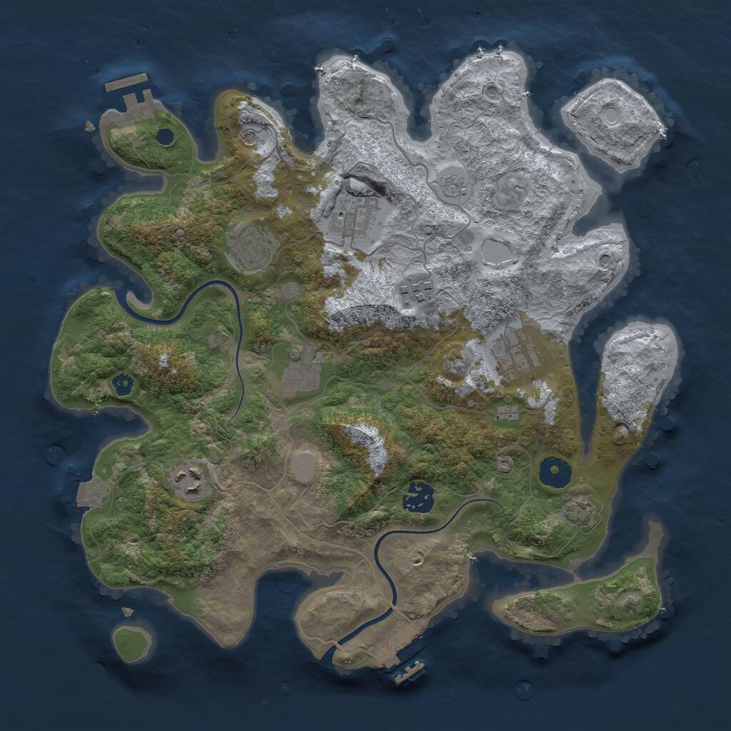 Rust Map: Procedural Map, Size: 3450, Seed: 69694, 13 Monuments