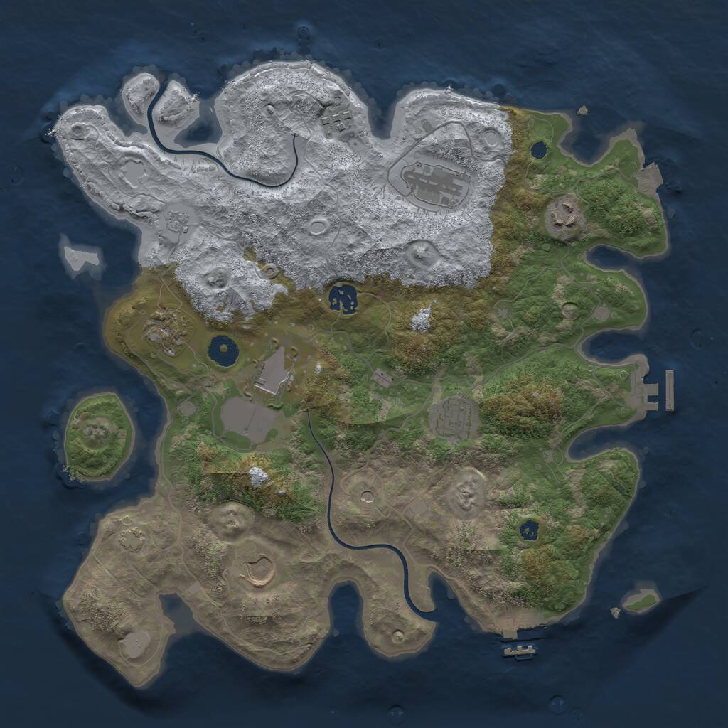 Rust Map: Procedural Map, Size: 3650, Seed: 49999, 14 Monuments