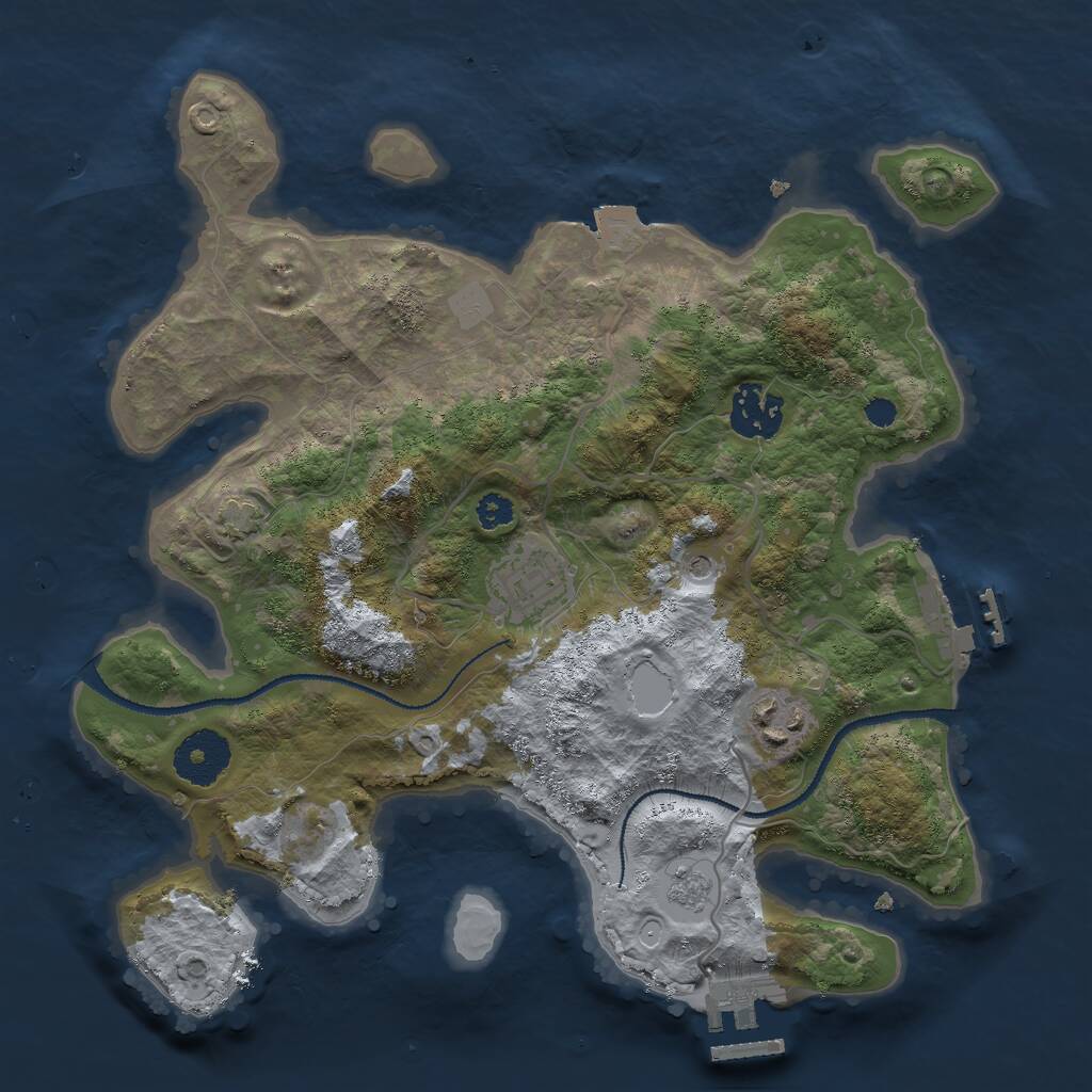 Rust Map: Procedural Map, Size: 3000, Seed: 731106395, 9 Monuments