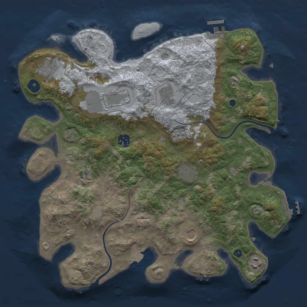 Rust Map: Procedural Map, Size: 3700, Seed: 2050800664, 15 Monuments