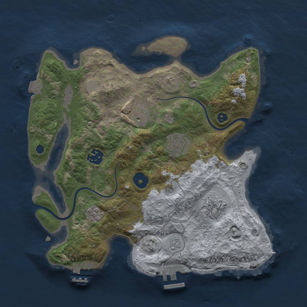 Rust Map: Procedural Map, Size: 3000, Seed: 292975763, 10 Monuments