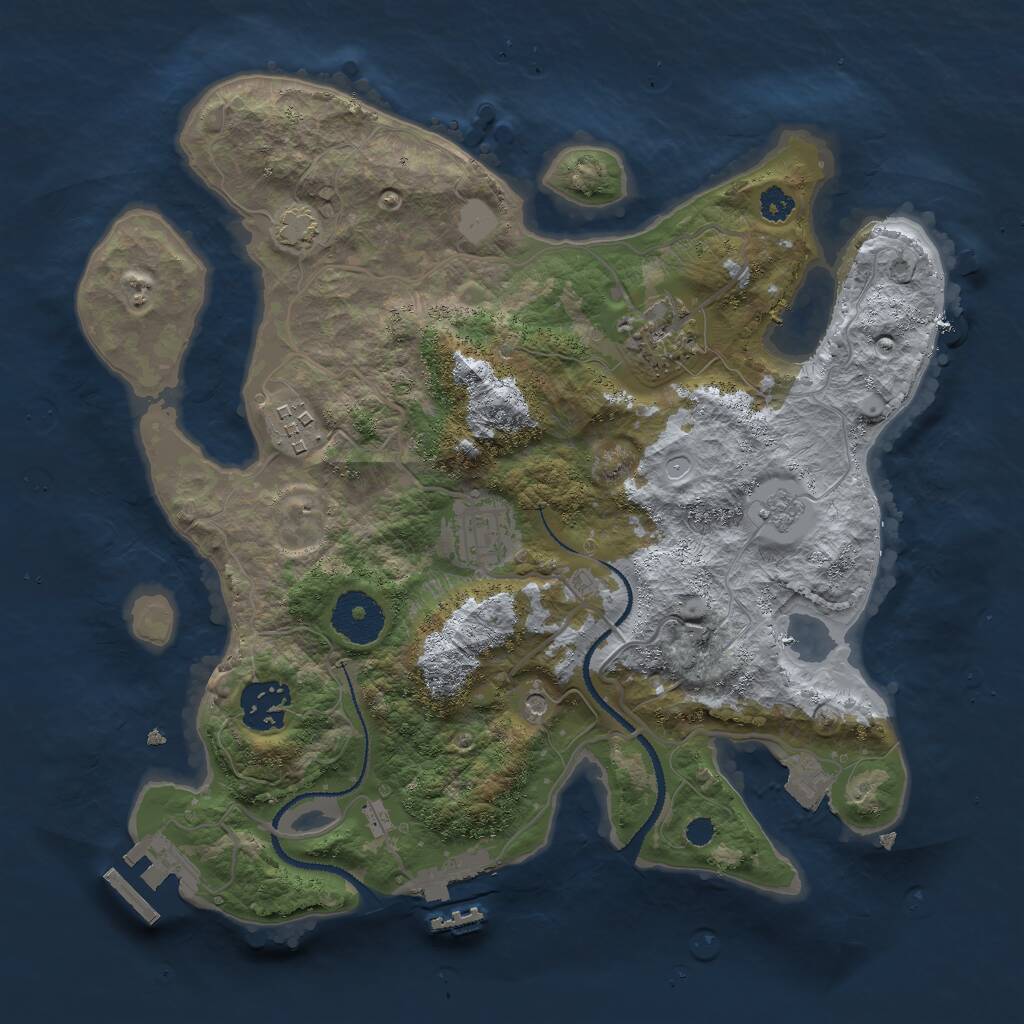 Rust Map: Procedural Map, Size: 3000, Seed: 1640642445, 10 Monuments