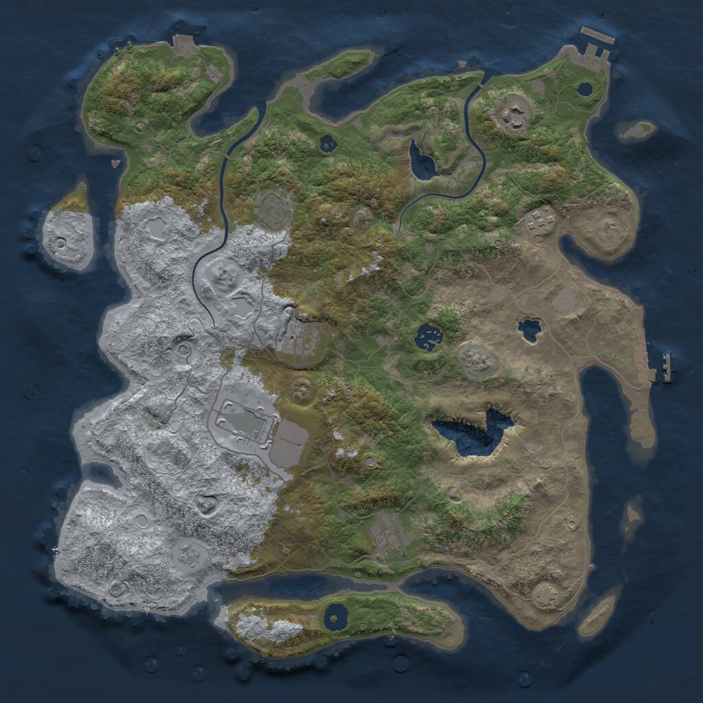 Rust Map: Procedural Map, Size: 4000, Seed: 18633902, 13 Monuments