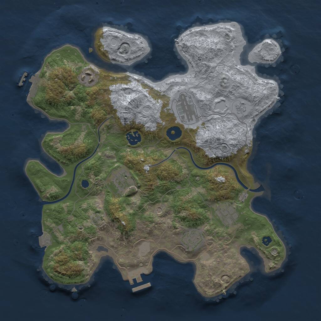 Rust Map: Procedural Map, Size: 3359, Seed: 7612137, 12 Monuments