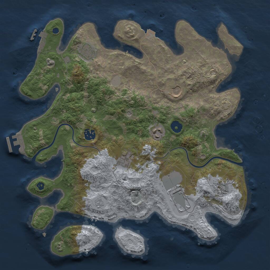 Rust Map: Procedural Map, Size: 3500, Seed: 168636600, 13 Monuments