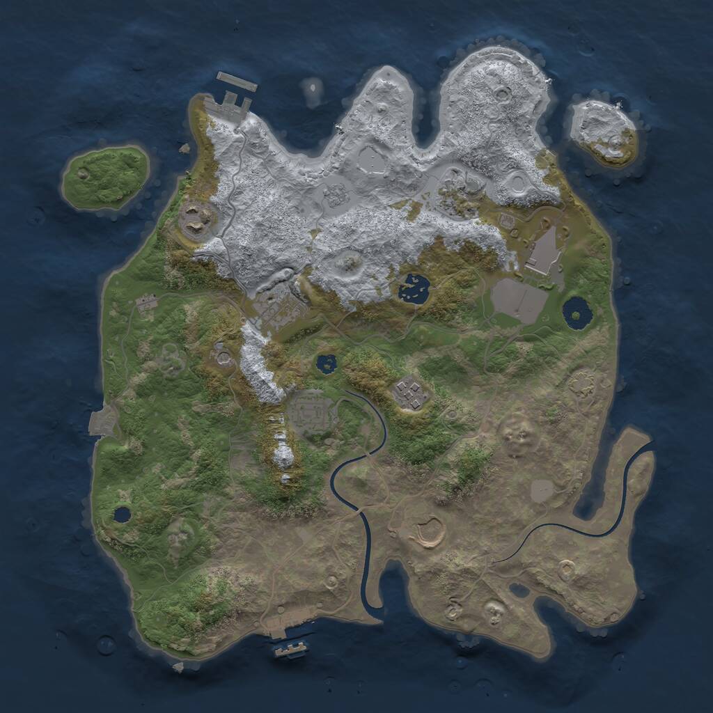 Rust Map: Procedural Map, Size: 3500, Seed: 1949700947, 14 Monuments