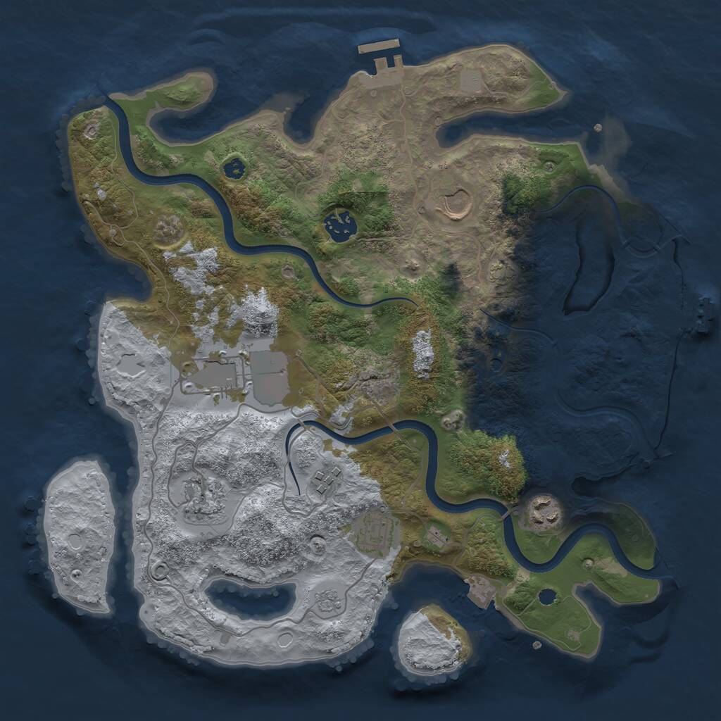 Rust Map: Procedural Map, Size: 3500, Seed: 1829580798, 13 Monuments