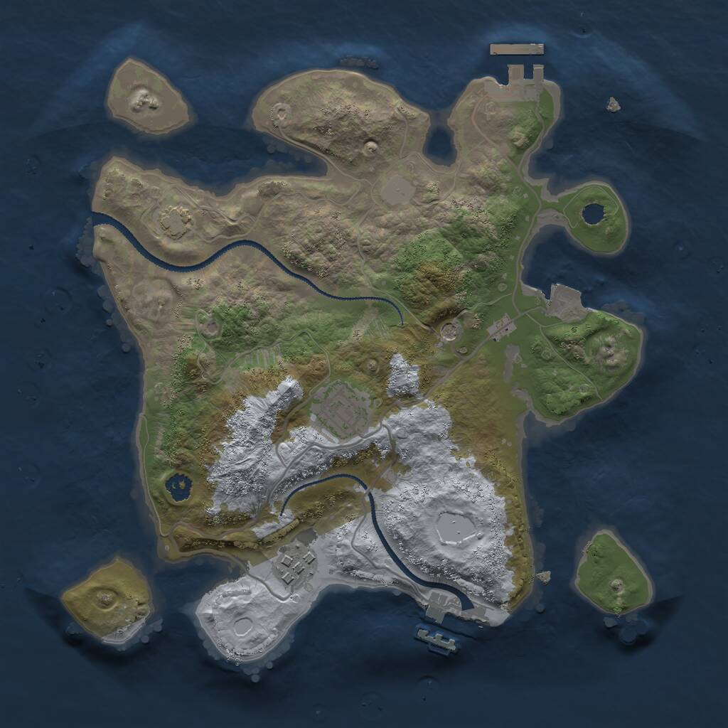 Rust Map: Procedural Map, Size: 2750, Seed: 2006776336, 7 Monuments
