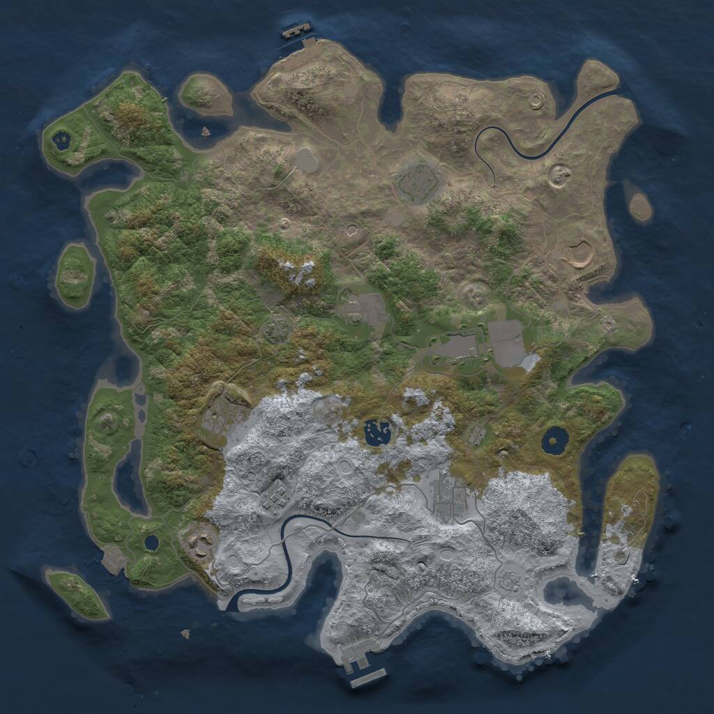 Rust Map: Procedural Map, Size: 3900, Seed: 1337090973, 15 Monuments