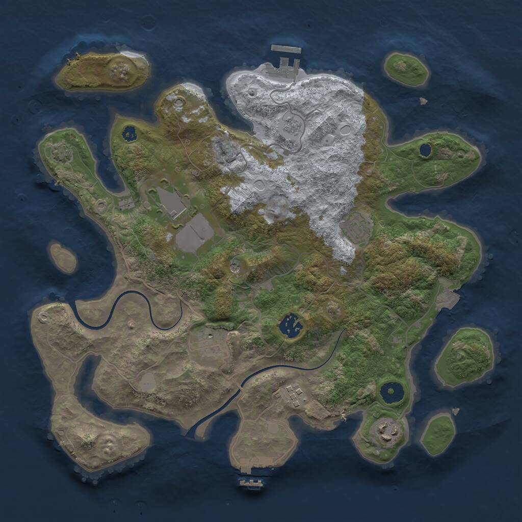 Rust Map: Procedural Map, Size: 3500, Seed: 1420819643, 12 Monuments