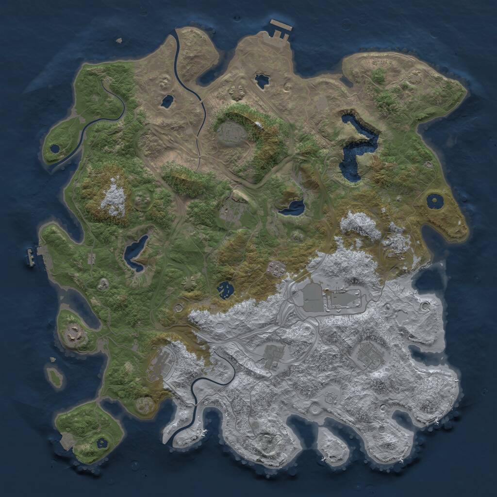 Rust Map: Procedural Map, Size: 4500, Seed: 1845236, 16 Monuments
