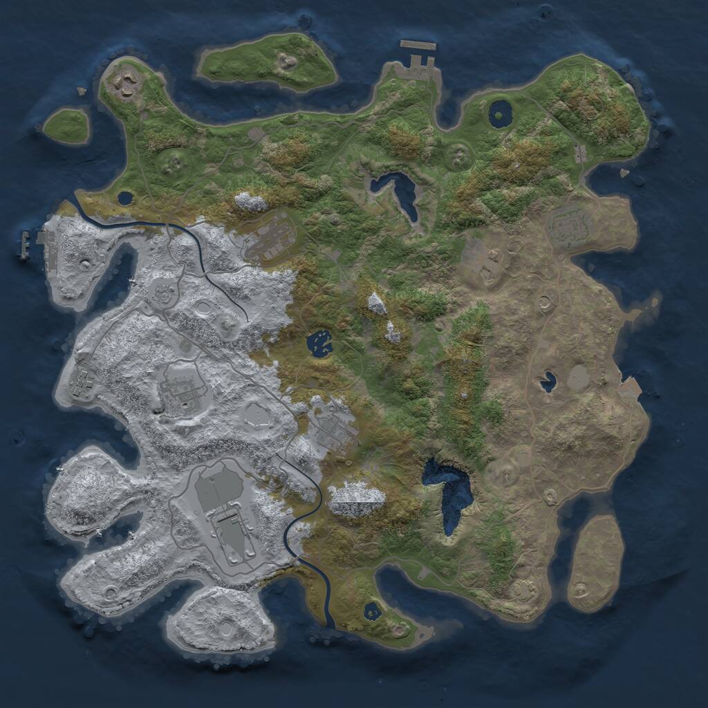Rust Map: Procedural Map, Size: 4000, Seed: 2073356270, 15 Monuments